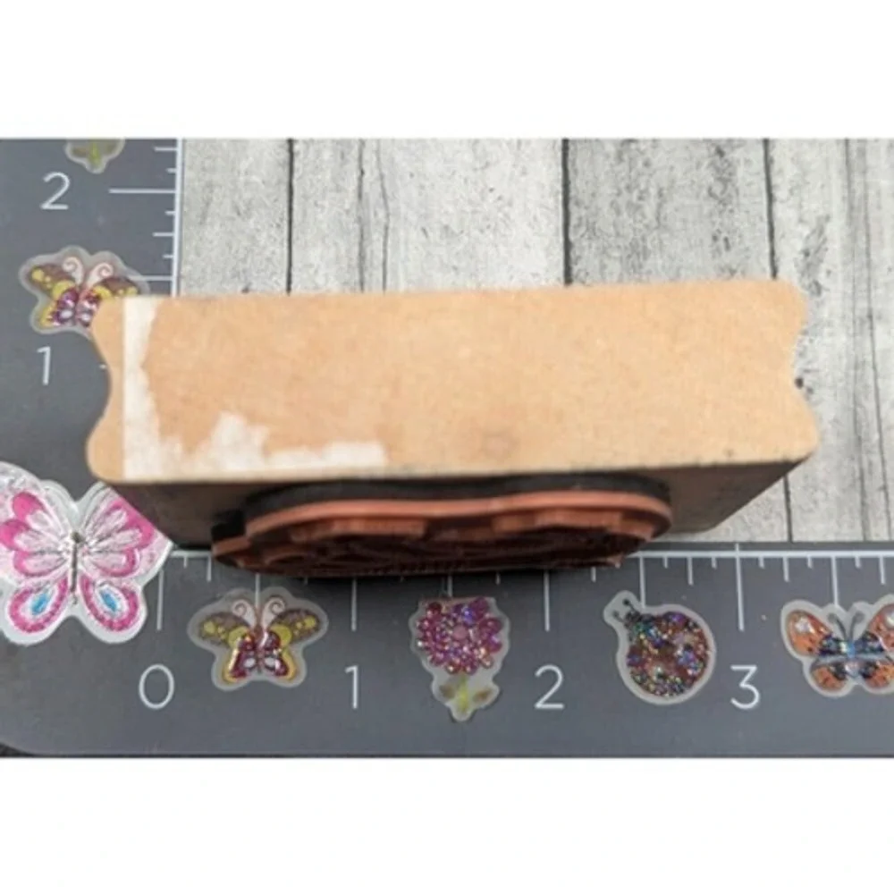 Bear on Moon Catching Stars Rubber Stamp Wood #A86